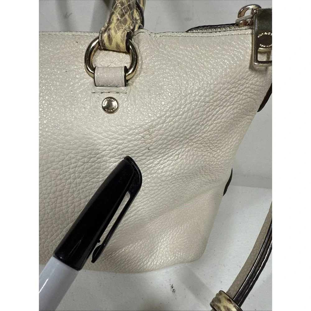 Coach Pebble Leather Emma Satchel w/ Signature Canvas and Snake Embossed Leather